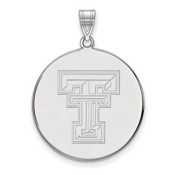 10k White Gold Texas Tech U. XL 'TT' Disc Pendant - Picture 1 of 3